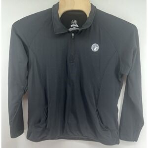 Buc-ees Womens 2XL 1/4 Zip Fitted Pullover Black Performance Pockets Stretch